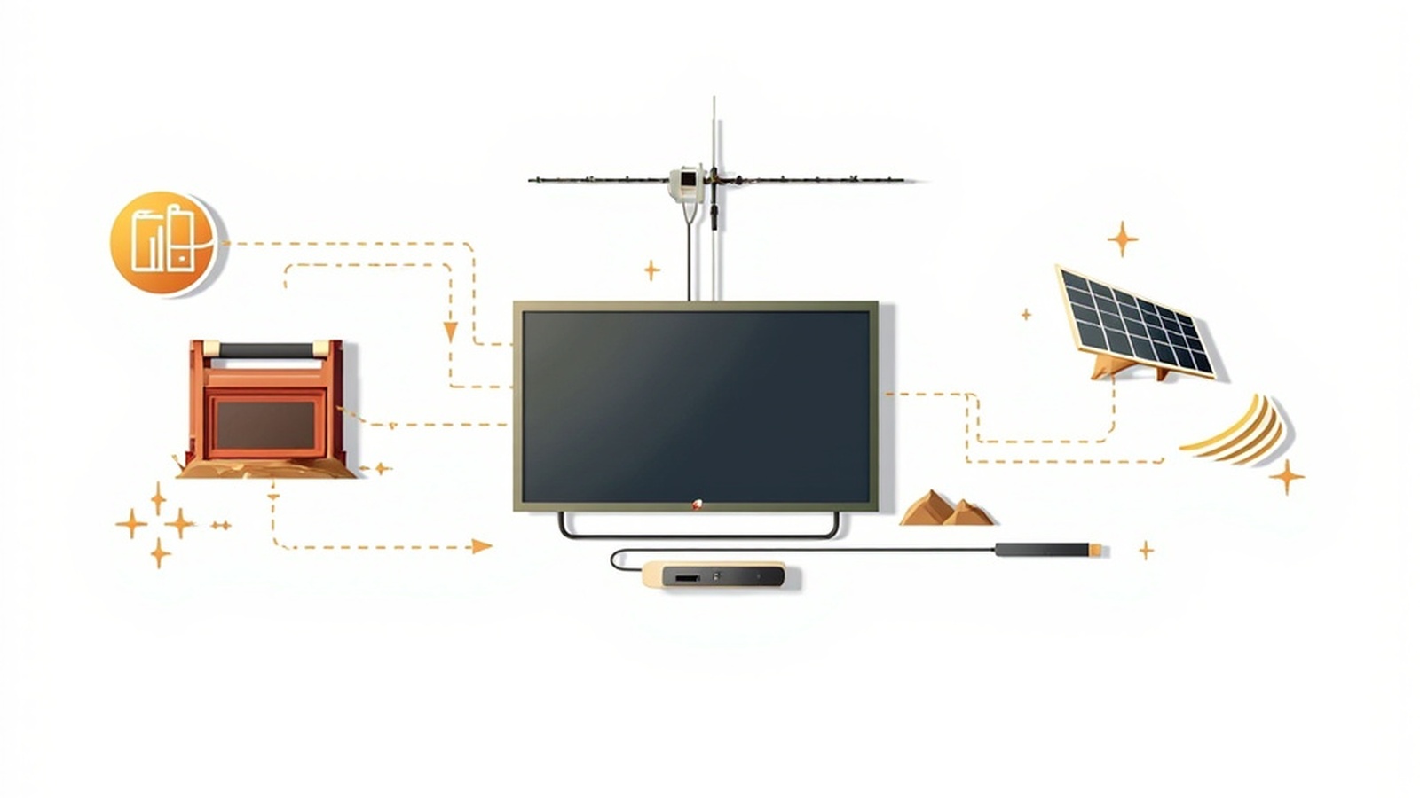 Complete camping TV setup diagram